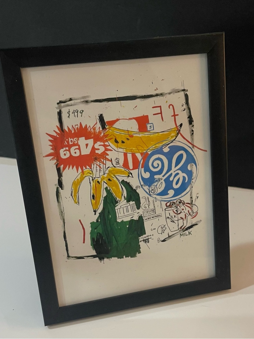 Framed Original Mixed-Media Pop Art print – Basquiat inspired